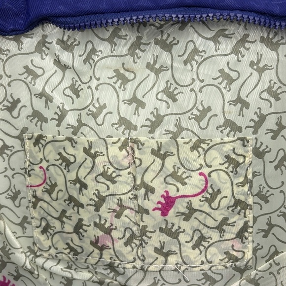 Kipling Zip-Top Tote with Adjustable Shoulder Strap Monkey Print Royal Blue NWT! - Picture 6 of 13